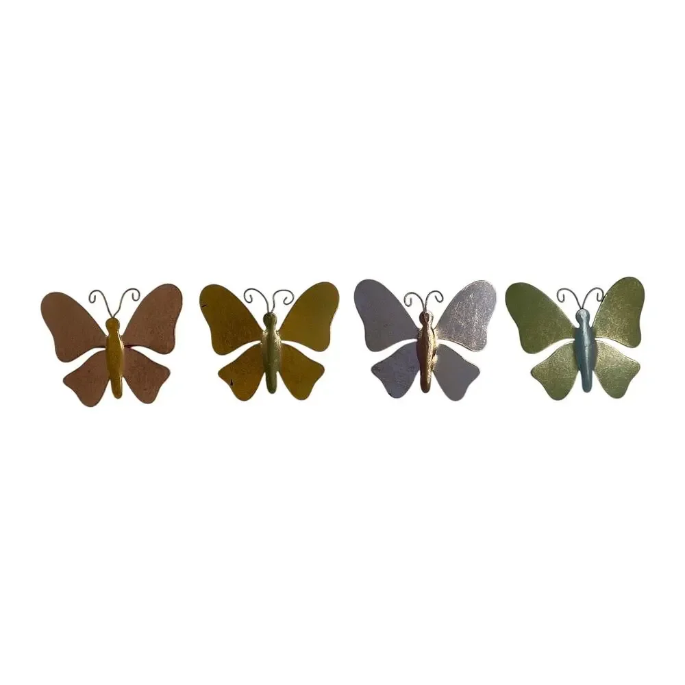 Metal Butterfly Napkin Rings Set of 4 Pastel Spring Table Decor Holders